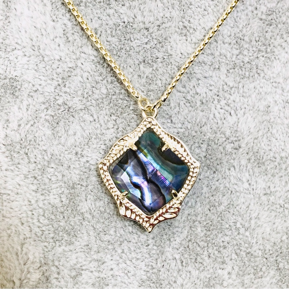 Kendra Scott Kacey Abalone pendant Adjustable necklace gold Plated
